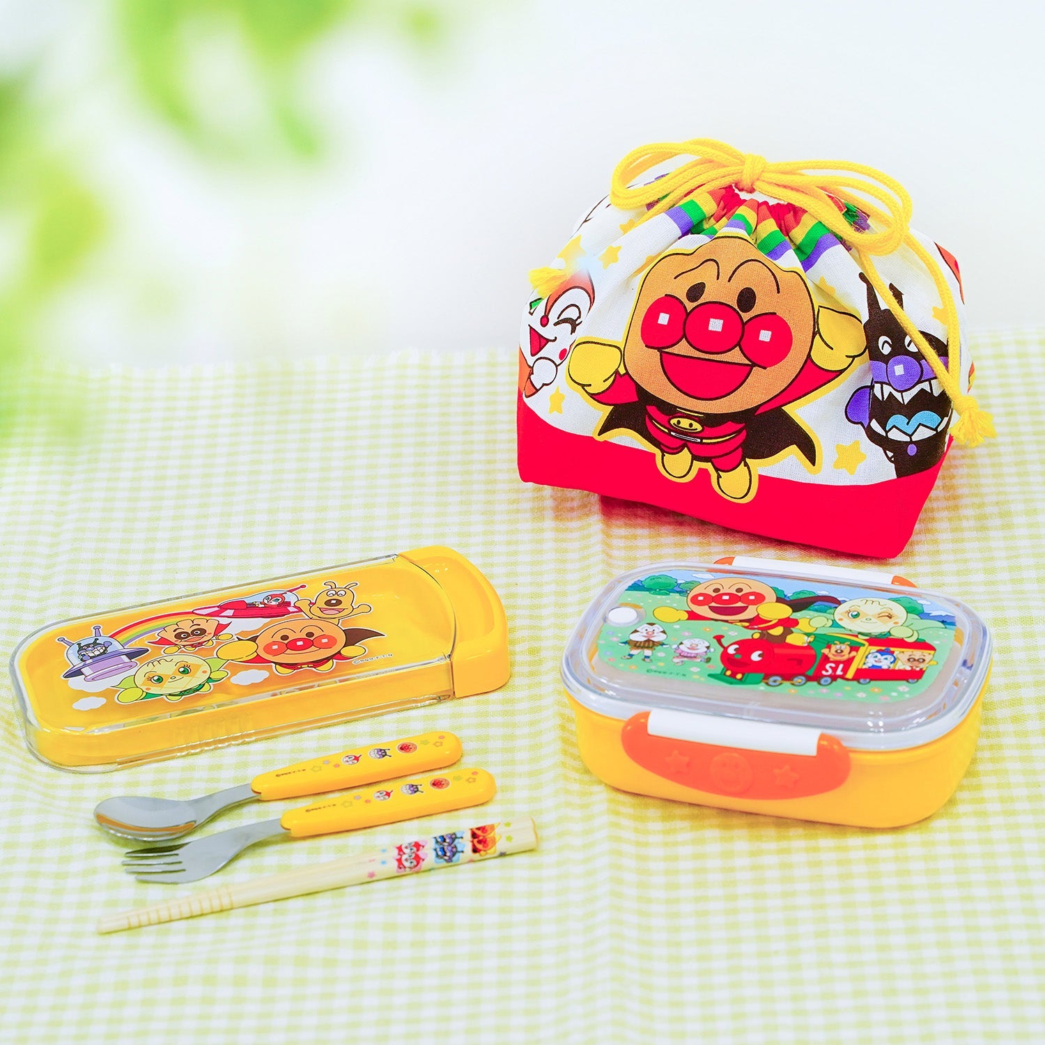 アンパンマン 抗菌 スライド式 3点セット イエロー